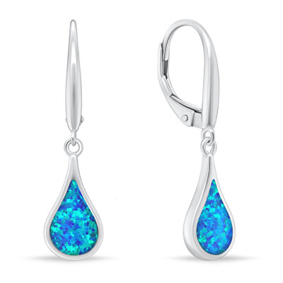 Brilio Silver - Visací stříbrné náušnice se syntetickými opály EA1161WB