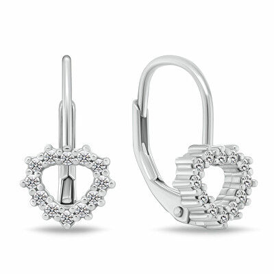 Brilio Silver - Dívčí stříbrné náušnice Srdíčko s kubickými zirkony EA1235W