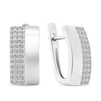 Brilio Silver - Výrazné stříbrné náušnice se zirkony EA567W
