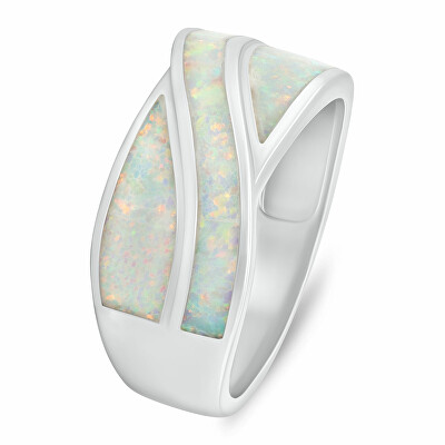 Brilio Silver - Inel distinctiv de argint cu opal alb RI130W
