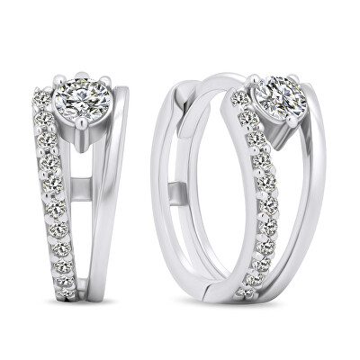 Brilio Silver - Oslnivé kruhové náušnice se zirkony EA503W