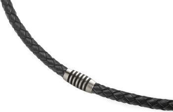 Boccia Titanium - Pánský kožený náhrdelník 0843-0350