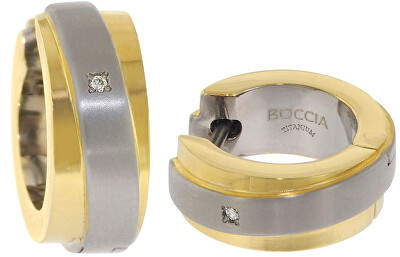 Boccia Titanium - Pozlacené titanové náušnice s brilianty 0560-07