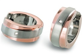 Boccia Titanium - Pozlacené titanové náušnice s brilianty 0560-08