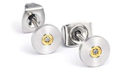 Boccia Titanium - Pozlacené titanové náušnice s diamantem 0545-02