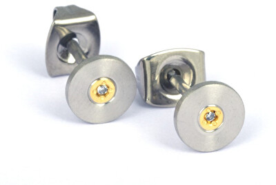 Boccia Titanium - Pozlacené titanové náušnice s diamantem 0545-02