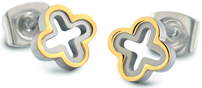 Boccia Titanium - Titanové bicolor náušnice čtyřlístky 05016-02