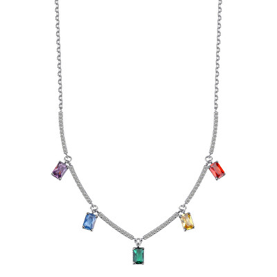 Brosway - Dámský náhrdelník s barevnými kubickými zirkony Fancy Joyful Rainbow FJR03