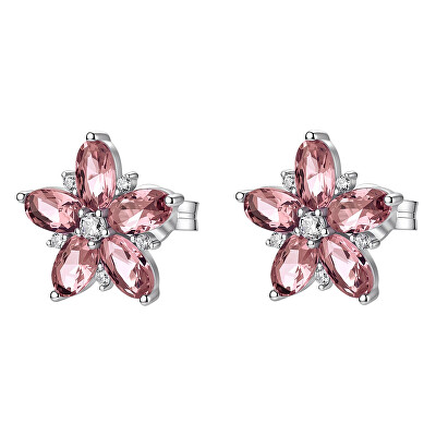 Brosway - Květinové stříbrné náušnice Fancy Tender Pink FTP29