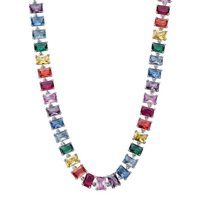 Brosway - Luxusní náhrdelník s barevnými kubickými zirkony Fancy Joyful Rainbow FJR01