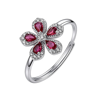 Brosway - Nastavitelný květinový prsten Fancy Passion Ruby FPR153