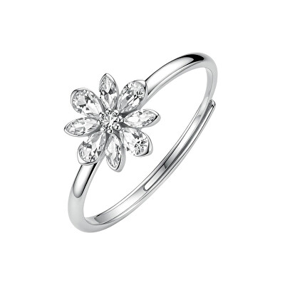 Brosway - Nastaviteľný strieborný prsteň Kvetina Fancy Infinite White FIW195