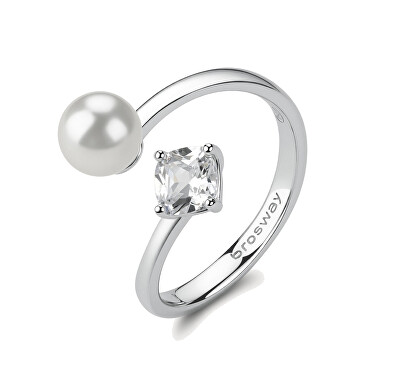 Brosway - Půvabný stříbrný otevřený prsten Infinite White Fancy FIW147