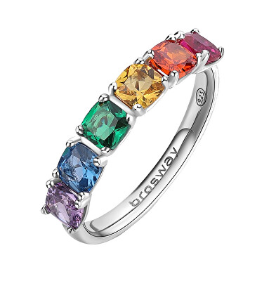 Brosway - Slušivý stříbrný prsten Fancy Joyful Rainbow FJR07