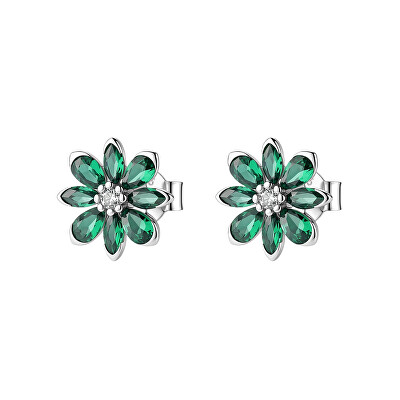 Brosway - Strieborné kvetinové náušnice Fancy Life Green FLG157