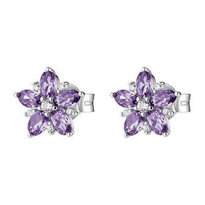 Brosway - Stříbrné květinové náušnice Fancy Magic Purple FMP136
