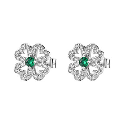 Brosway - Stříbrné náušnice Čtyřlístek Fancy Life Green FLG154