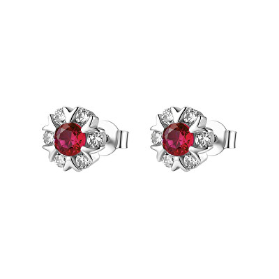 Brosway - Stříbrné náušnice Květina se zirkony Fancy Passion Ruby FPR146