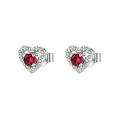 Brosway - Stříbrné srdíčkové náušnice Fancy Passion Ruby FPR145