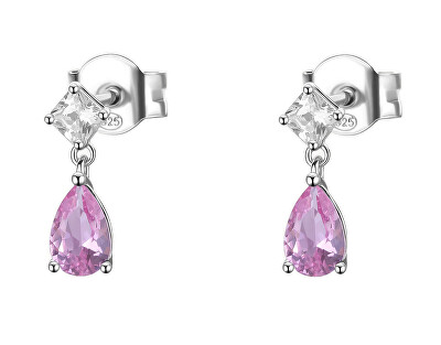 Brosway - Stříbrné visací náušnice s kubickou Vibrant Pink zirkonií FVP115