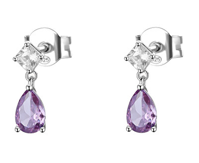 Brosway - Stříbrné visací náušnice s kubickou zirkonií Magic Purple Fancy FMP115