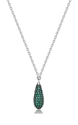 Brosway - Stříbrný náhrdelník se zirkony Tear Drop Life Green Fancy FLG118
