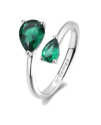 Brosway - Stříbrný otevřený prsten Life Green Fancy FLG114