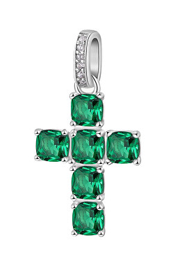 Brosway - Stříbrný přívěsek Křížek se zirkony Fancy Life Green FLG115