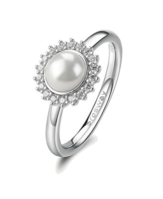 Brosway - Stříbrný prsten se zirkony a perlou Fancy Infinite White FIW148