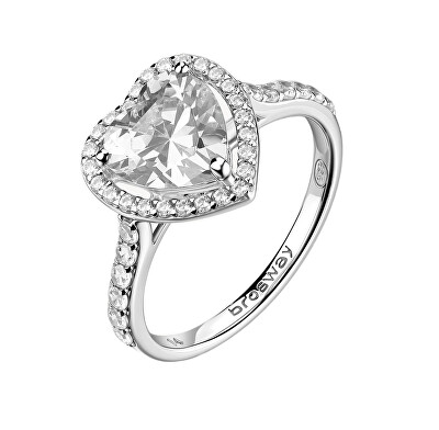 Brosway - Stříbrný srdíčkový prsten s kubickými zirkony Fancy Infinite White FIW166