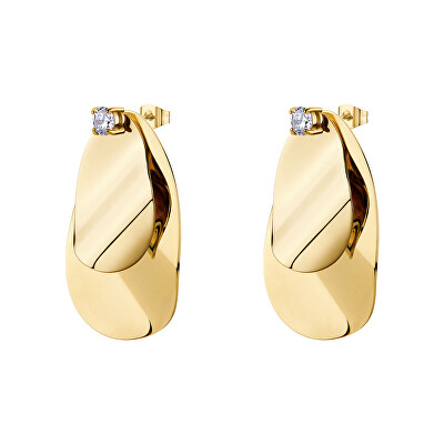 Brosway - Výrazné visací náušnice z pozlacené oceli Bloom BOM24