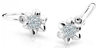 Cutie Diamonds - Blyštivé dětské náušnice z bílého zlata Kytičky s brilianty DC2202-10-00-X-2