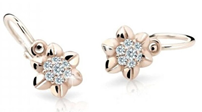 Cutie Diamonds - Blyštivé dětské náušnice z růžového zlata Kytičky s brilianty DC2202-10-00-X-4