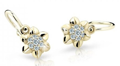 Cutie Diamonds - Blyštivé dětské náušnice ze žlutého zlata Kytičky s brilianty DC2202-10-00-X-1