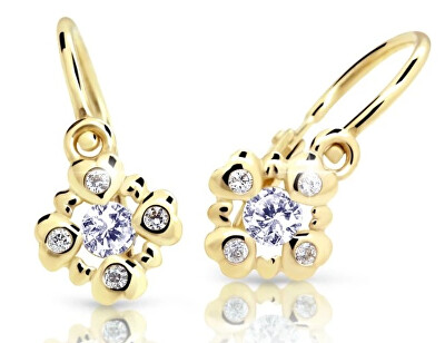 Cutie Diamonds - Blyštivé dětské náušnice ze žlutého zlata s diamanty C2253-10-10-X-1-D