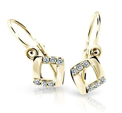 Cutie Diamonds - Čtvercové dětské náušnice ze žlutého zlata s diamanty C2268-10-10-X-1-D