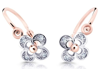 Cutie Diamonds - Dětské bicolor náušnice ze zlata Čtyřlístek s brilianty DC2200-10-00-X-4
