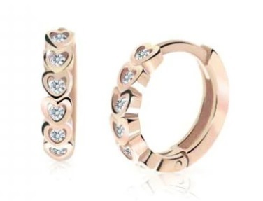 Cutie Diamonds - Dětské kruhové náušnice z růžového zlata s brilianty C3339-10-10-X-4-D