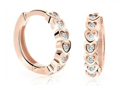 Cutie Diamonds - Dětské kruhové náušnice z růžového zlata s brilianty C3340-10-10-X-4-D