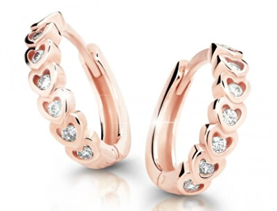 Cutie Diamonds - Dětské kruhové náušnice z růžového zlata s brilianty C3341-10-10-X-4-D