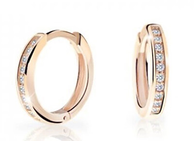 Cutie Diamonds - Dětské kruhové náušnice z růžového zlata s brilianty C3344-10-10-X-4-D