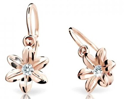 Cutie Diamonds - Dětské kytičkové náušnice z růžového zlata s brilianty DC1993-10-00-X-4