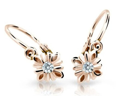 Cutie Diamonds - Dětské kytičkové náušnice z růžového zlata s diamanty C2261-10-10-X-4-D