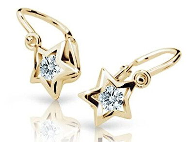 Cutie Diamonds - Dětské náušnice Hvězdičky ze žlutého zlata s brilianty DC1942-10-00-X-1