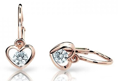 Cutie Diamonds - Dětské náušnice Srdíčka z růžového zlata s brilianty DC1943-10-10-X-4