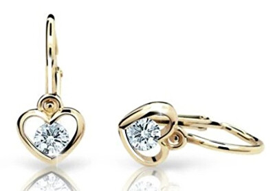 Cutie Diamonds - Dětské náušnice Srdíčka ze žlutého zlata s brilianty DC1943-10-10-X-1