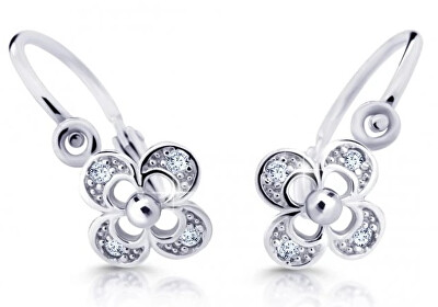 Cutie Diamonds - Dětské náušnice z bílého zlata Čtyřlístek s brilianty DC2200-10-00-X-2