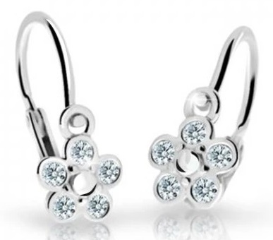 Cutie Diamonds - Dětské náušnice z bílého zlata Květiny s brilianty DC2744-10-10-X-2