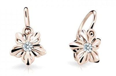 Cutie Diamonds - Dětské náušnice z růžového zlata Kytičky s diamanty C2238-10-10-X-4-D