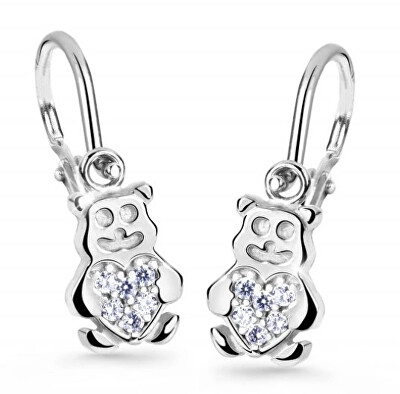 Cutie Diamonds - Dětské náušnice z bílého zlata Medvídci s brilianty DC2751-10-10-X-2